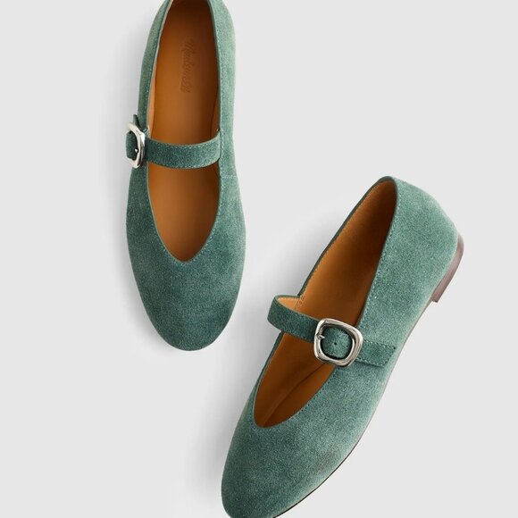 Madewell Shoes - Madewell The Remy Mary Jane Flats Architect Green Suede Women's Size 8.5 NEW